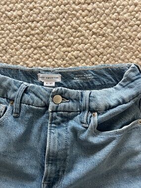 Good American Light Blue High-Rise Palazzo Crop Jeans